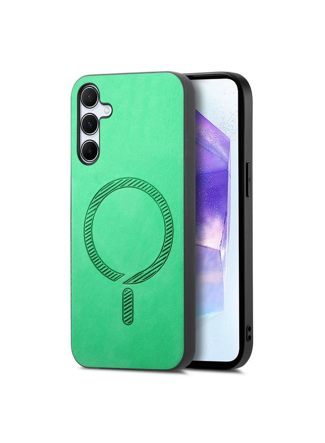 S-TOP Case For Samsung Galaxy A55 5G Solid Color Retro Magsafe PU Back Cover Phone Case - Image 1