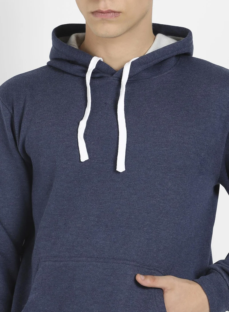 CAHOOT  Men's Dark Blue Pullover Hoodie With Contrast Drawstring for Men | Best Price UAE