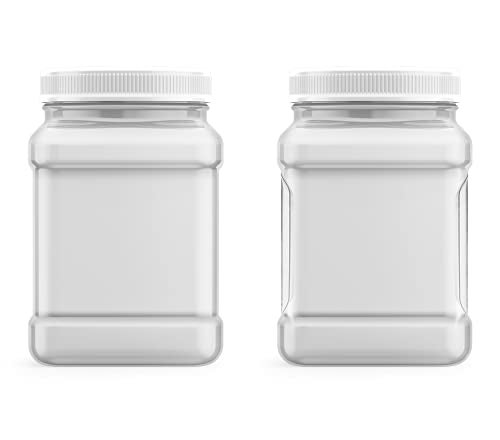 Mountain West Company 48 fl oz Square Clear Jar with Pinch Handle 3 Count Pantry Food Storage Plastic Container with Lid - Image 3