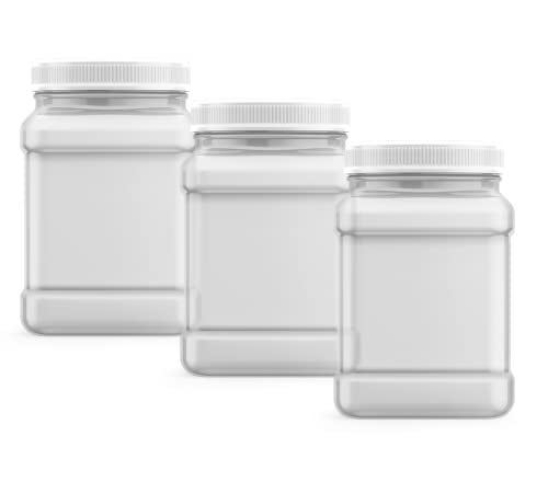 Mountain West Company 48 fl oz Square Clear Jar with Pinch Handle 3 Count Pantry Food Storage Plastic Container with Lid - Image 1
