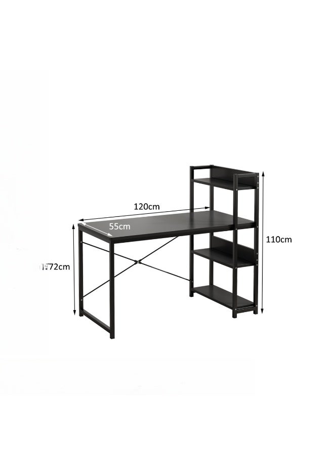 NEWLAN Modern 2-in-1 Office Desk with Built-in Bookshelf, Spacious Workstation Table with Sturdy Frame for Study, Gaming and Work. 120*72*55cm - Image 3