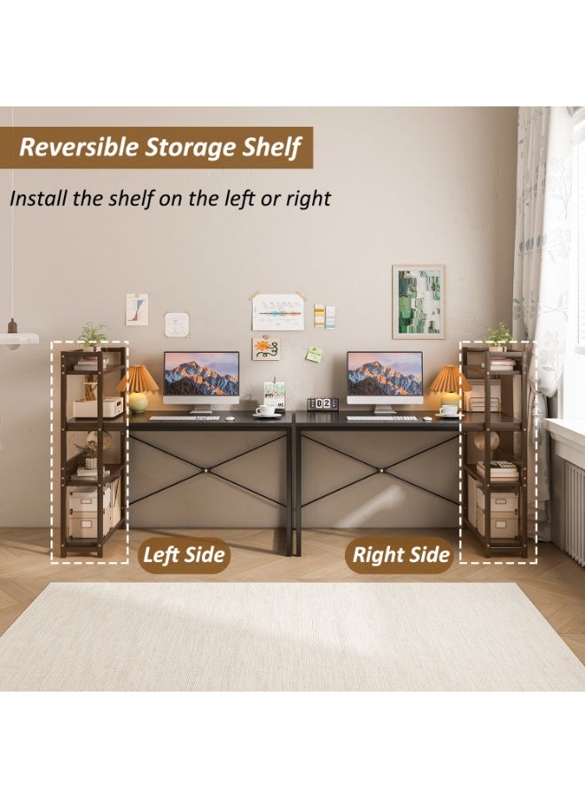 NEWLAN Modern 2-in-1 Office Desk with Built-in Bookshelf, Spacious Workstation Table with Sturdy Frame for Study, Gaming and Work. 120*72*55cm - Image 4