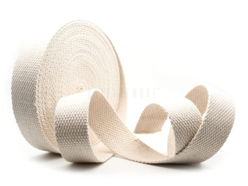 CRAFTMEMORE CRAFTMEMORE Natural Cotton Webbing Ribbon for Arts  Crafts Fabric Purse Strap Belting Tote Bags 1 Inch 5 Yards 