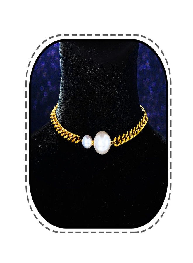 EVILD Pearl Choker Necklace Gold Cuban Link Chain Chunky Necklaces for Women - Image 1