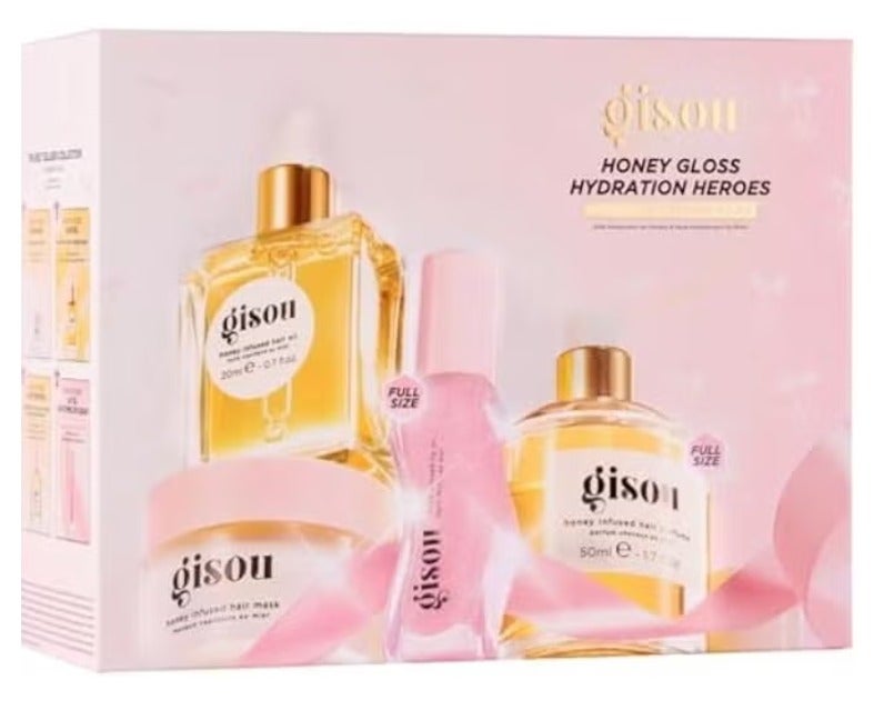 Gisou 4-Piece Set HONEY GLOSS HYDRATION HEROES , HSH SHINE POR HAIR & LIPS - Image 2