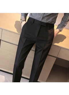 British Slim Fit Dress Pants Men K32 Cropped Pants-Black [High Quality]]