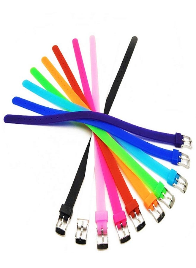 Teensery 12 Pcs Silicone Slide Bracelets Wristbands Mixed Color 8mm Adjustable Bracelet Strap DIY Supplies for Jewelry Making (Random Color) - Image 1