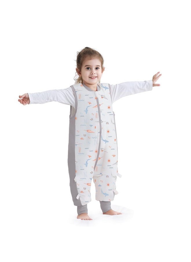 Miracle Baby Winter Baby Sleep Bag with Feet 2.5 TOG 100% Cotton Wearable Blanket with Legs Sleeveless Sleep Sack with 3 Methods Zipper Toddler Sleeping Sack for Newborns Infants 6-12 Months (Gray Whales S)  - Image 1
