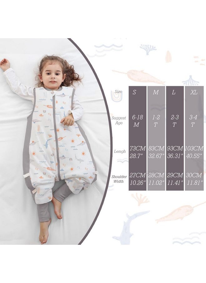 Miracle Baby Winter Baby Sleep Bag with Feet 2.5 TOG 100% Cotton Wearable Blanket with Legs Sleeveless Sleep Sack with 3 Methods Zipper Toddler Sleeping Sack for Newborns Infants 6-12 Months (Gray Whales S)  - Image 5