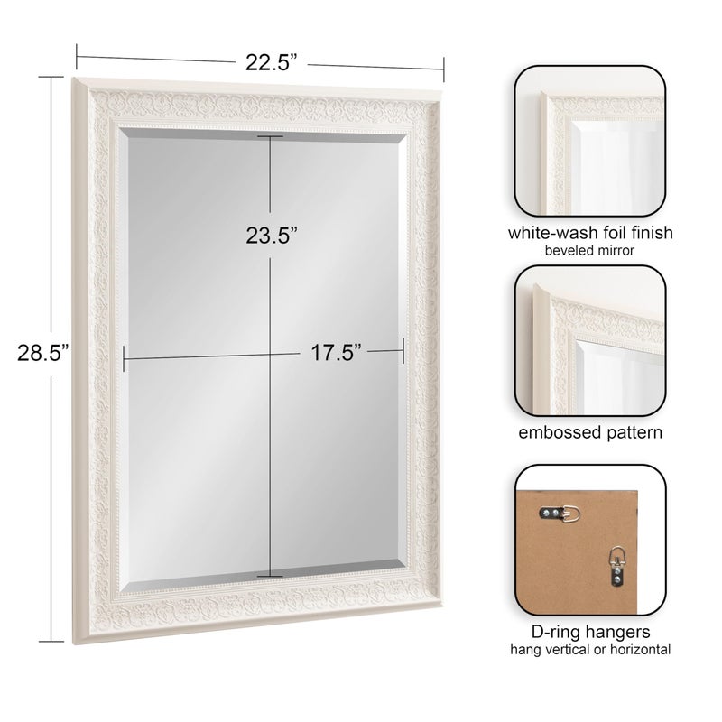 Kate and Laurel Alysia Decorative Frame Rectangle Wall Mirror, 22.5x28.5 White - Image 2