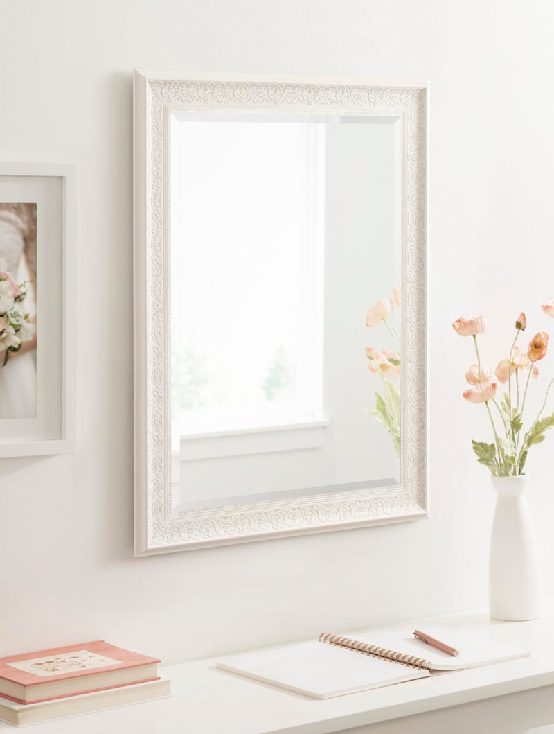 Kate and Laurel Alysia Decorative Frame Rectangle Wall Mirror, 22.5x28.5 White - Image 3