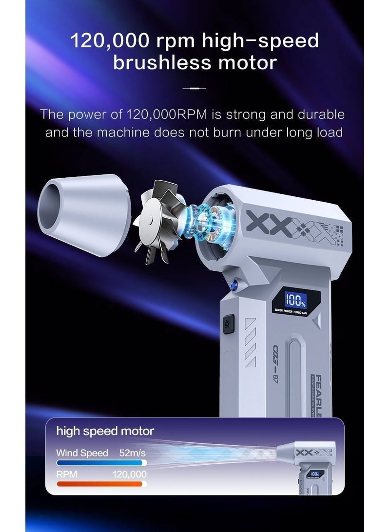 Ding Zap Air Blower Turbo Blower for Removing Sand from Cars, Car Blower for Dust Removal, 184W, 52M/S Wind Speed，5200mAh，120000RPM - Image 4