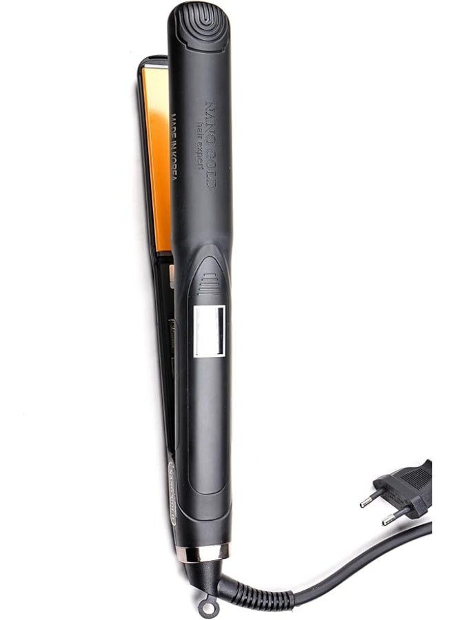Nano Gold X Hair Straightener with 6 Heat Levels, 2-Layer Interior for Protein and Hair Care, Digital Display and Thermal Case for Personal and Professional Use - Image 2
