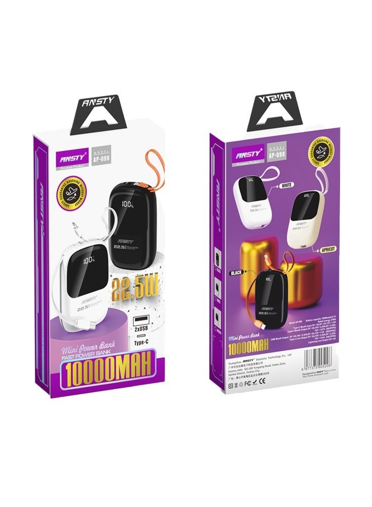 ANSTY AP-099 Power Bank 10,000mAh - Fast Charging, Slim & Portable Design, LED Digital Display, and Advanced Safety System - Image 1