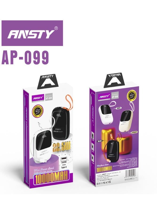 ANSTY AP-099 Power Bank 10,000mAh - Fast Charging, Slim & Portable Design, LED Digital Display, and Advanced Safety System - Image 2