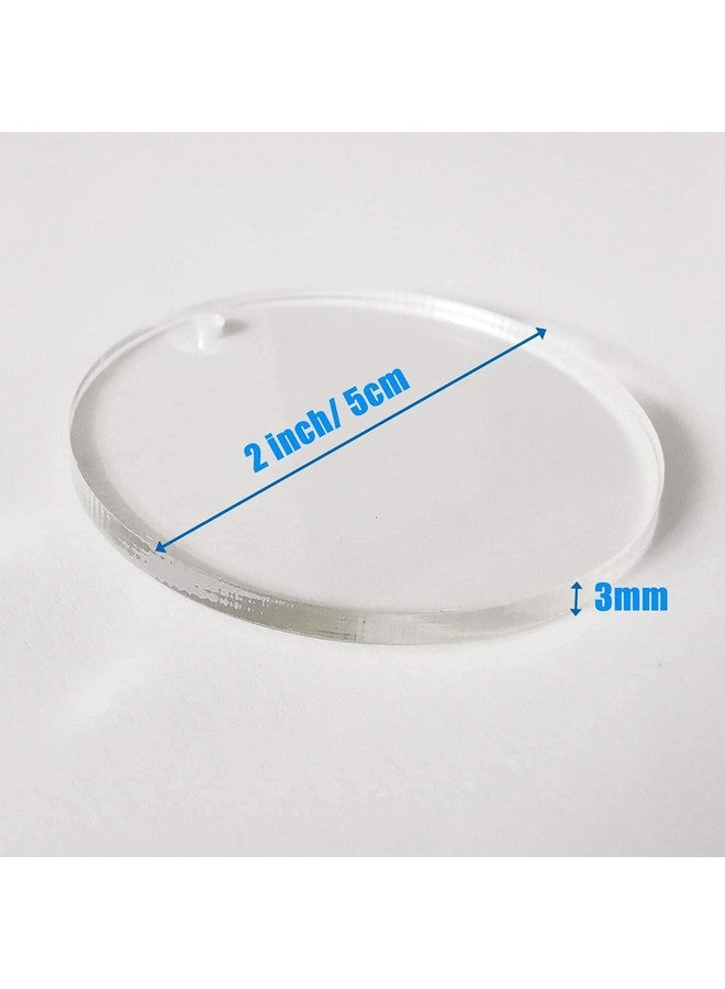 JINMURY 120 Pcs 2 Inch Acrylic Keychain Blanks | Clear Acrylic Circle Discs with Hole, Come with Silver 30 Tassles and 30 Keychain Rings, Perfect for DIY Keepsake, Monogram Keychains - Image 2