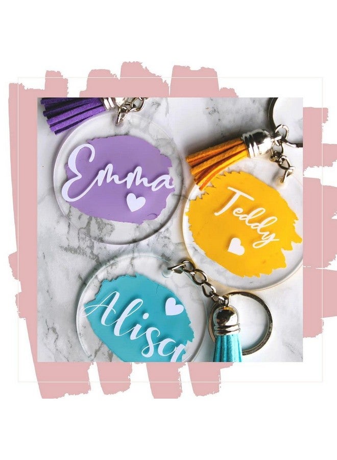 JINMURY 120 Pcs 2 Inch Acrylic Keychain Blanks | Clear Acrylic Circle Discs with Hole, Come with Silver 30 Tassles and 30 Keychain Rings, Perfect for DIY Keepsake, Monogram Keychains - Image 5