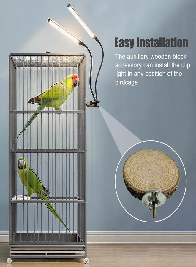 KINGYEENUO Double-Headed LED Bird Cage Light, Full Spectrum LED Pet Light, 10 Brightness Levels & 3/9/12H Timer, for Natural Environment Simulation, Safe for Hookbill Birds, Lighting Fixture Combo Kit - Image 2