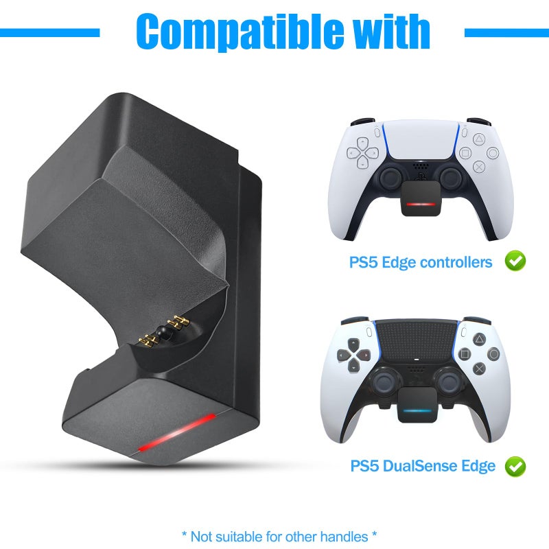 REEYEAR PS5 DualSense Edge Controller Charger Dock Wall Mount with LED Indicator,Easy Acces Self-Adhesive Side Charge PS5 DualSense Controllers on Wall Desk Console Mounting, USB Fast Charging Station,Black - Image 2