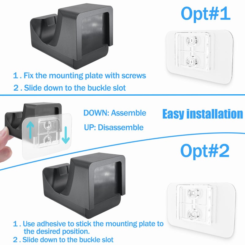 REEYEAR PS5 DualSense Edge Controller Charger Dock Wall Mount with LED Indicator,Easy Acces Self-Adhesive Side Charge PS5 DualSense Controllers on Wall Desk Console Mounting, USB Fast Charging Station,Black - Image 5