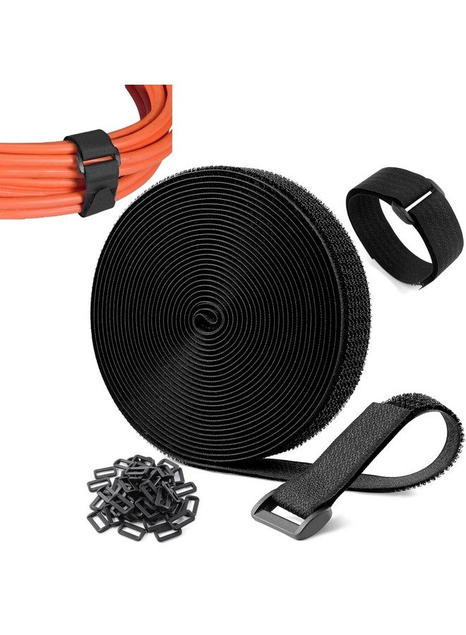 Bennort Reusable Adjustable Velcro Cable Cord & Wire Organizer Hook & Loop Fastener Ties Straps with 5m+25 Buckles For Cable Tie Wire Organizer,Free Cut-to-Length Cinch Securing Strap, 16Ft x 1In - Image 1