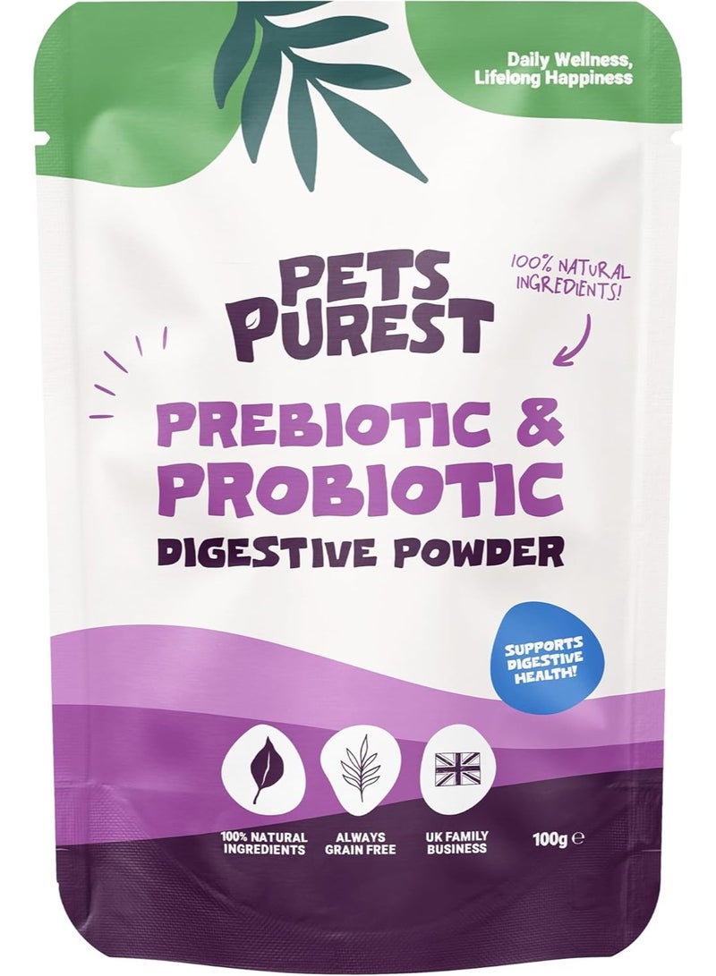 Pets Purest Digestive Prebiotic Probiotic for Dogs, Cats & Pet - 100% Natural Fibre Digestion Enzymes Immune Support Supplement for Gut Health and Healthy Stools - Image 1
