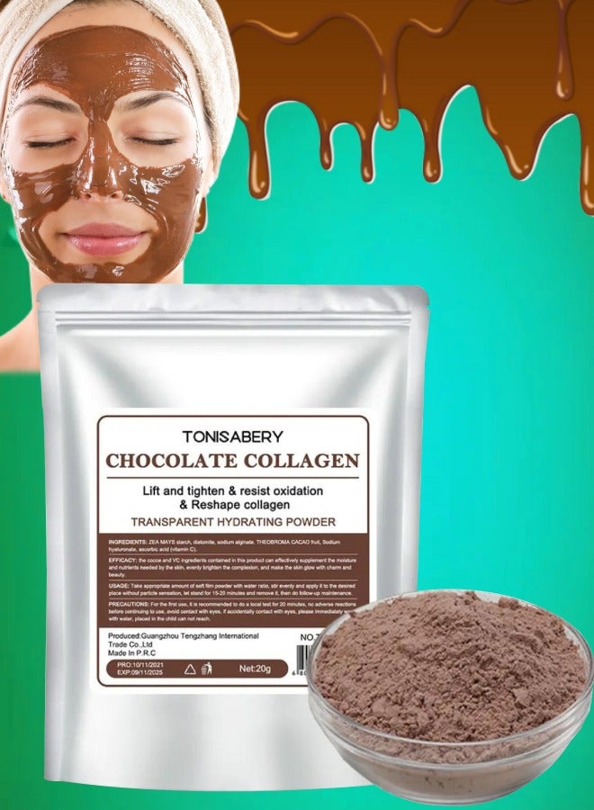 TONISABERY قناع الوجه بالكولاجين والشوكولاتة المقشر للعناية بالبشرة قناع الوجه المقشر لشد البشرة ومقاومة الأكسدة وإعادة تشكيل الكولاجين قناع الوجه المقشر المرطب والمرطب 20 جرام - Image 1