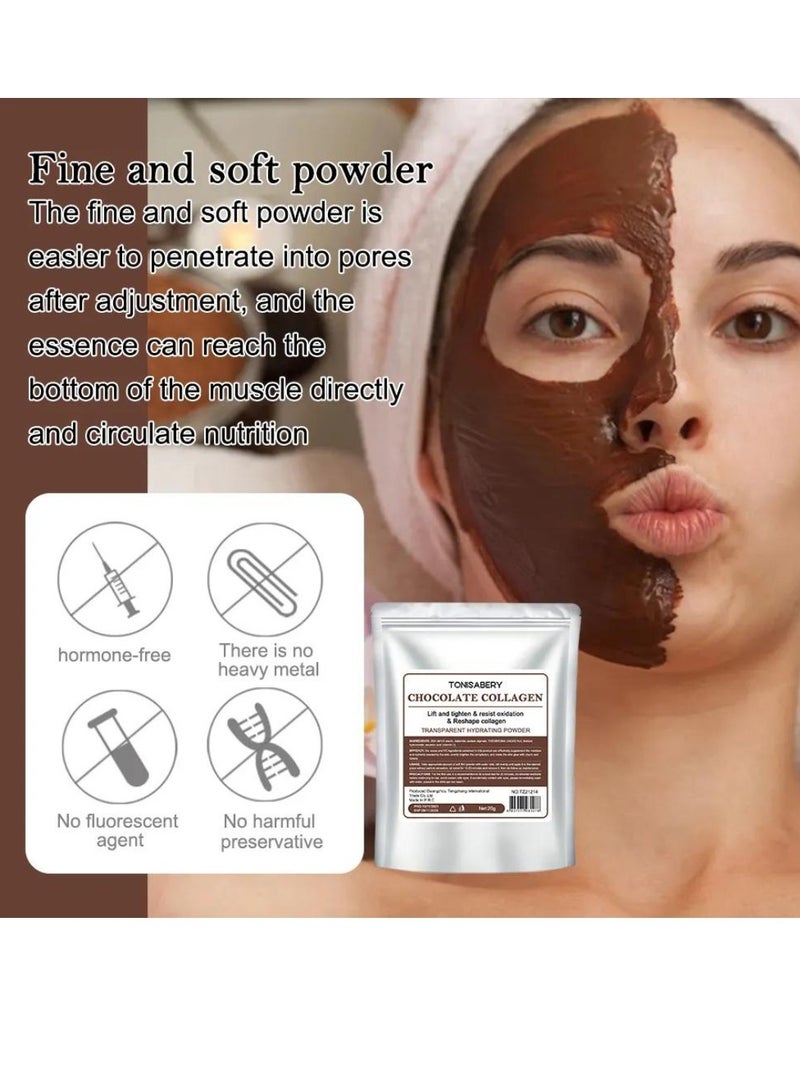 TONISABERY قناع الوجه بالكولاجين والشوكولاتة المقشر للعناية بالبشرة قناع الوجه المقشر لشد البشرة ومقاومة الأكسدة وإعادة تشكيل الكولاجين قناع الوجه المقشر المرطب والمرطب 20 جرام - Image 2