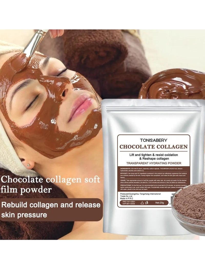 TONISABERY قناع الوجه بالكولاجين والشوكولاتة المقشر للعناية بالبشرة قناع الوجه المقشر لشد البشرة ومقاومة الأكسدة وإعادة تشكيل الكولاجين قناع الوجه المقشر المرطب والمرطب 20 جرام - Image 4
