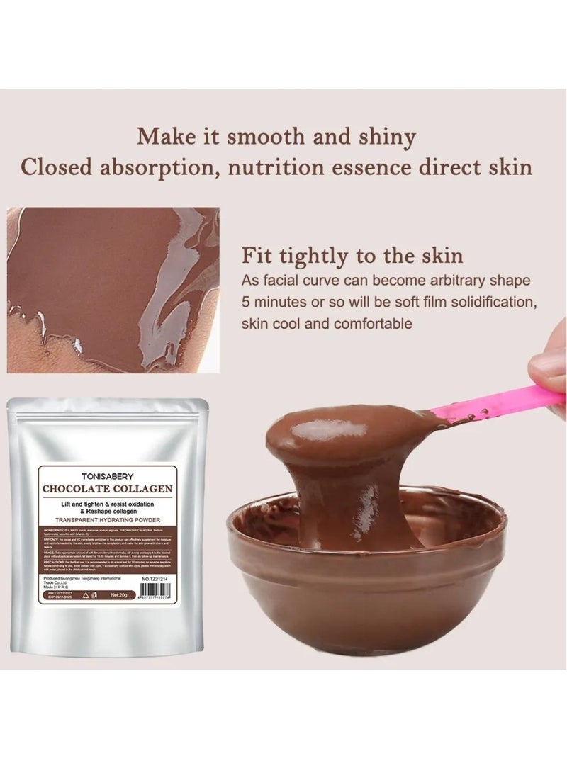 TONISABERY قناع الوجه بالكولاجين والشوكولاتة المقشر للعناية بالبشرة قناع الوجه المقشر لشد البشرة ومقاومة الأكسدة وإعادة تشكيل الكولاجين قناع الوجه المقشر المرطب والمرطب 20 جرام - Image 5