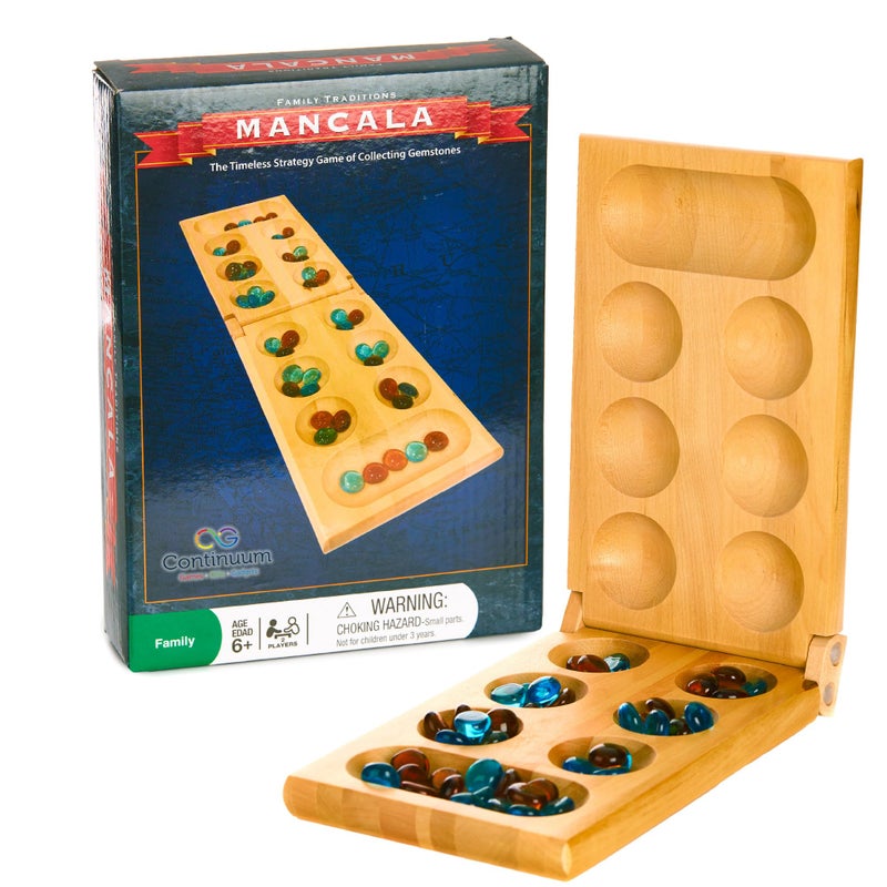 Continuum Games Family Traditions Mancala 2 Player Board Game Fun Classic Table Game with Wooden Board and Deep Pockets for Mancala Gems Popular Strategy Game for Adults Kids Ideal for Family Game Night Travel - Image 3