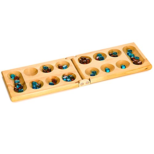 Continuum Games Family Traditions Mancala 2 Player Board Game Fun Classic Table Game with Wooden Board and Deep Pockets for Mancala Gems Popular Strategy Game for Adults Kids Ideal for Family Game Night Travel - Image 5