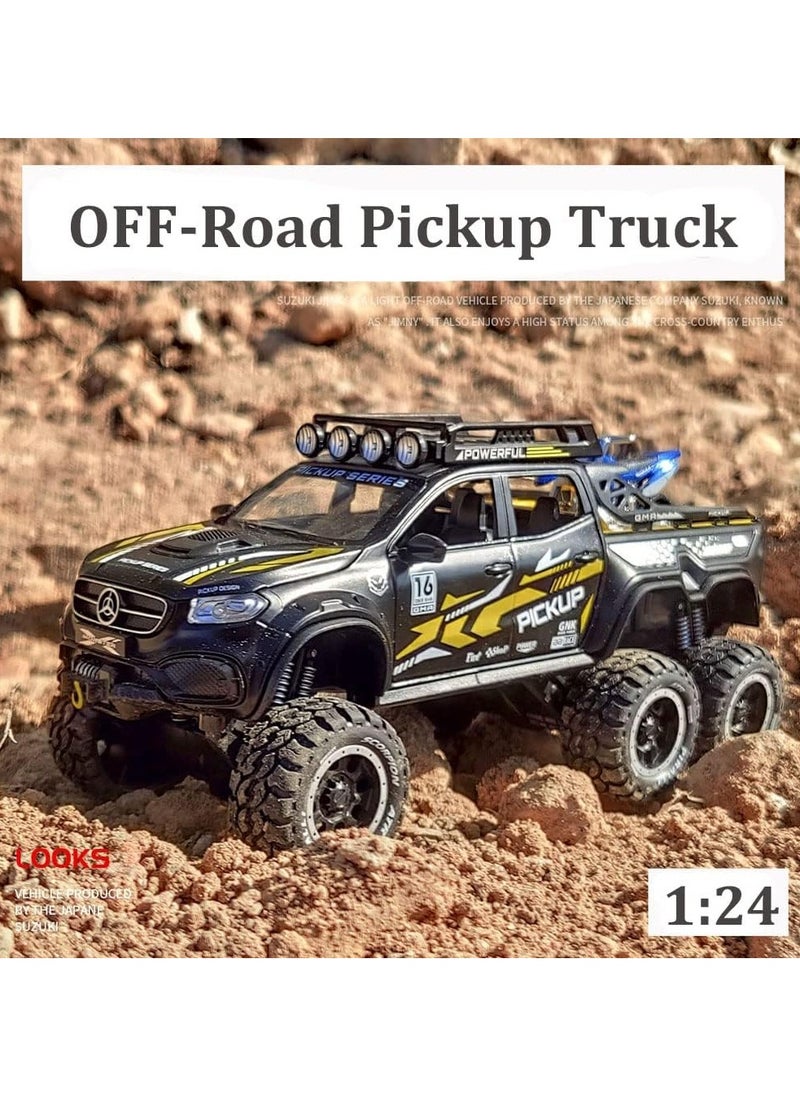 TOY GARDEN 1/24 Metal Pickup Toy Truck,car for Boys Over 3 Years Old Toys,six Wheel Alloy die Casting Pull Back car Toy (Black)  - Image 2