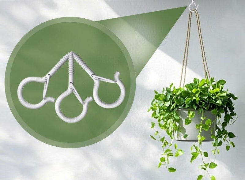 20 قطعة خطافات لولبية لتعليق النباتات الخارجية، خطافات كوب Q-Hanger بيضاء 2.2 بوصة، خطافات سقف لولبية على شكل عين للأضواء الخيطية، للتثبيت على الجدران والأسقف - Image 2