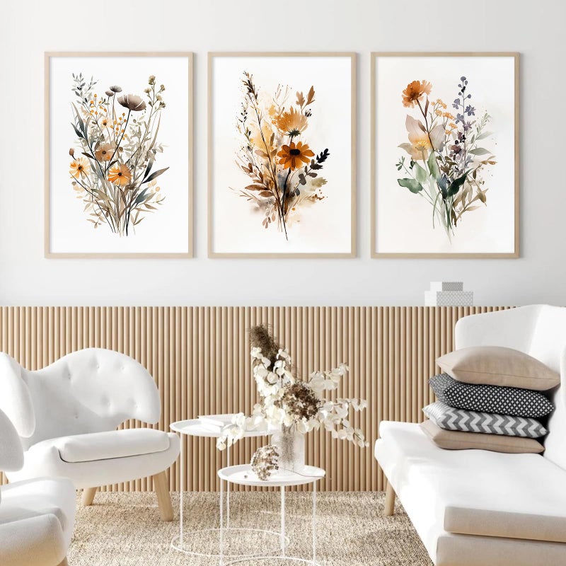 Baccone Botanical Wall Art Set of 3 Floral Wall Decor Prints Vintage Canvas Wall Art Wildflower Watercolor Pictures Farmhouse Artwork Floral Modern Painting for Bathroom Bedroom 12x16 Inch Unframed - Image 4