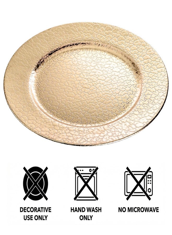Kingrol Set of 6 Gold Plastic Charger Plates, 13" High-Shine Round Decorative Underplates with Alligator Texture, Warm Gold Table Setting for Wedding & Events, Not for Food Contact - Image 3