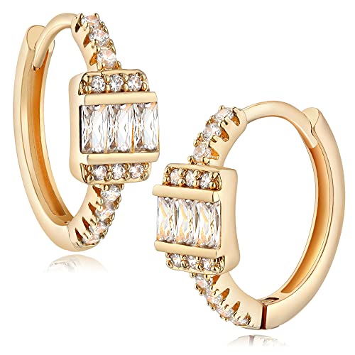 VACRONA Cubic Zirconia Huggie Earrings 14k Gold Plated Tiny Earrings Small Huggie Hoop Earrings Simple Lightweight Hoops Gift for Women - Image 1