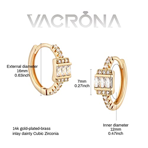 VACRONA Cubic Zirconia Huggie Earrings 14k Gold Plated Tiny Earrings Small Huggie Hoop Earrings Simple Lightweight Hoops Gift for Women - Image 4