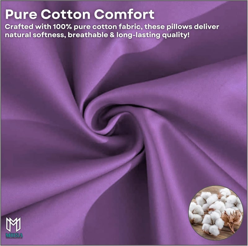 MUSA MUSA® Striped Cotton Pillow Covers – Soft, Breathable & Hotel-Inspired Pillow Covers with Envelope Closure | Elegant 5cm Oxford Frame Design for Bedroom & Home Décor (2, Lavender, 50 x 65cm) - Image 5