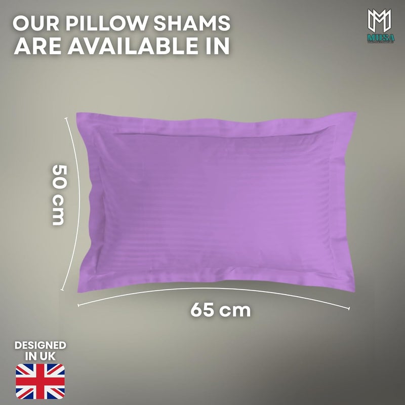 MUSA MUSA® Striped Cotton Pillow Covers – Soft, Breathable & Hotel-Inspired Pillow Covers with Envelope Closure | Elegant 5cm Oxford Frame Design for Bedroom & Home Décor (2, Lavender, 50 x 65cm) - Image 2