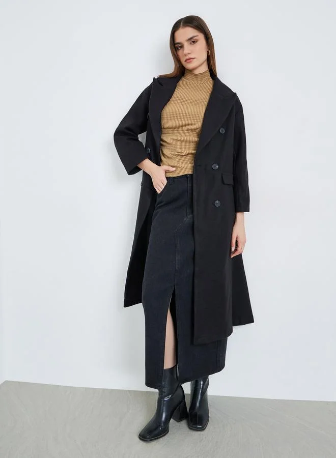 ستايلي معطف ميدي بصف أزرار مزدوج