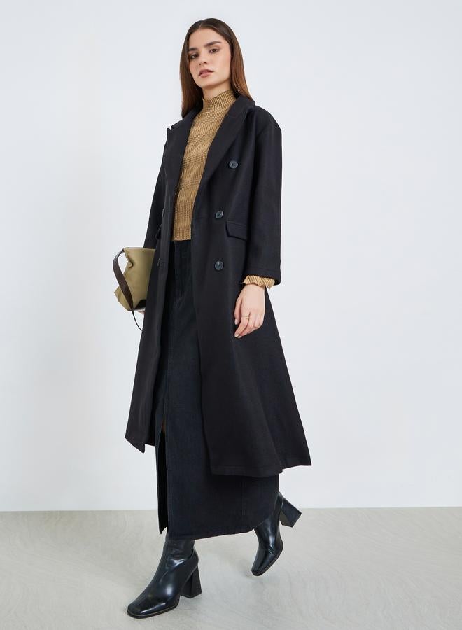 ستايلي معطف ميدي بصف أزرار مزدوج - Image 1