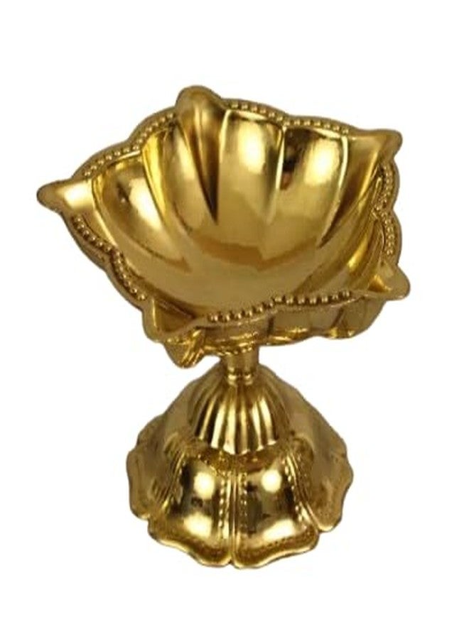 Aditri Creation Small Diya Deepak Diya Puja Item Religious Brass Oil Lamp for Pooja Indian Traditional Holi Festival Decoration Diya Lighting Accessories Gift Items Pooja Kit Lanterns Lamps(Size:-3")(Golden) - Image 1