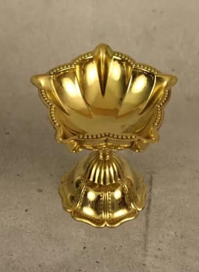 Aditri Creation Small Diya Deepak Diya Puja Item Religious Brass Oil Lamp for Pooja Indian Traditional Holi Festival Decoration Diya Lighting Accessories Gift Items Pooja Kit Lanterns Lamps(Size:-3")(Golden) - Image 2