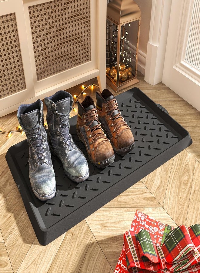 SUPENUIN Boot-Tray Heavy Duty Rubber Mat with Lip Waterproof Shoe Mat Tray for Entryway Indoor Outdoor Multi Use Catch All Trays Entryway Shoe Storage 16x27.5 Inches - Image 1