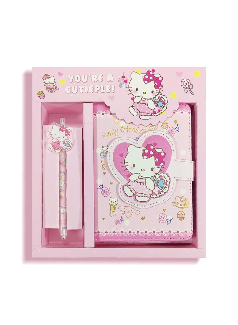 general Kawaii School Supplies Cute Notebook with Pen Aesthetic Notebook Cartoon Kitten Stationery Set and Office Supplies - Image 1