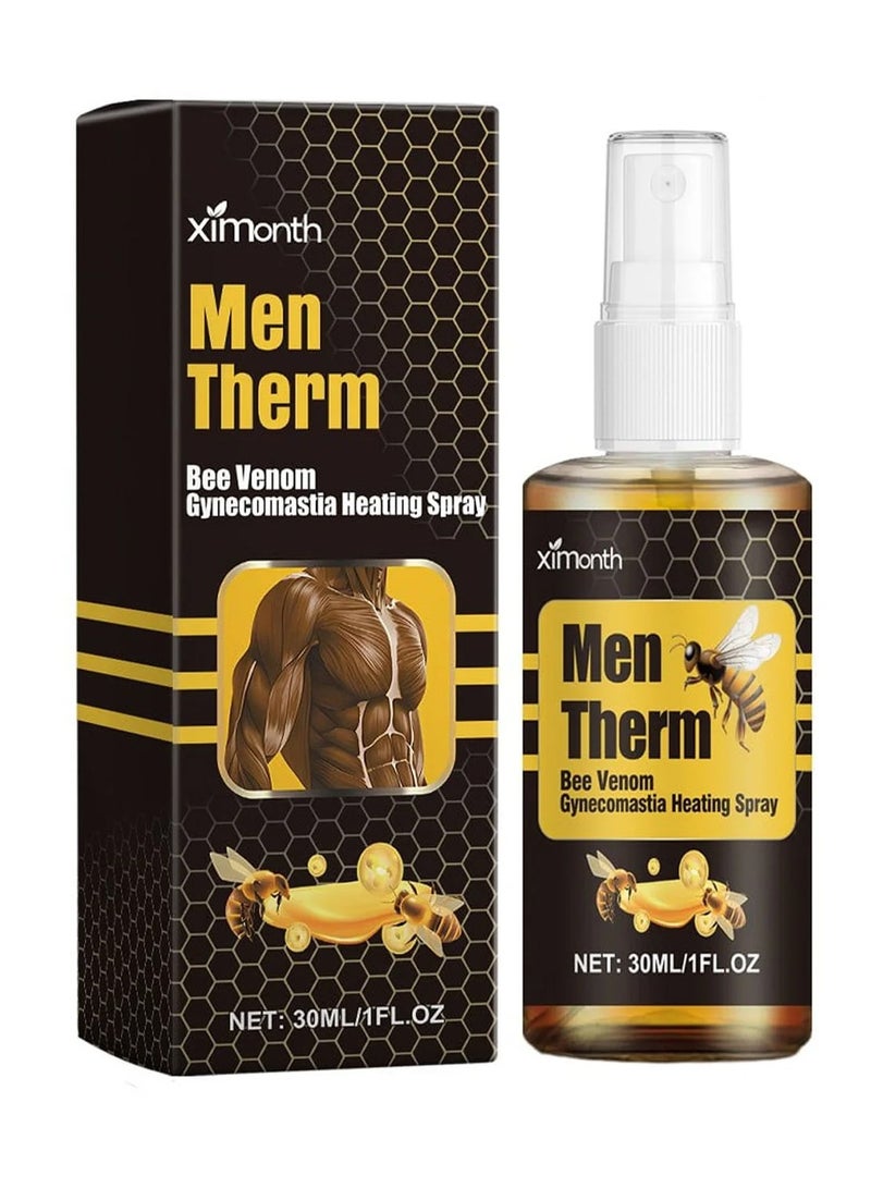 ximonth Men Therm Bee Venom Gynecomastia Heating Oil, Men Therm Bee Venom Oil, Mentherm Heating Oil, Gynecomastia Tightening Oil for Men, Men Contouring Treatment Oil - Image 1