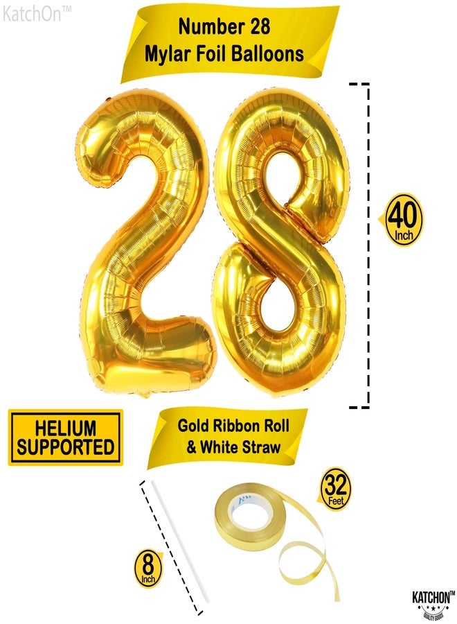 KatchOn, Gold 28 Balloon Number - 40 Inch | Gold 28 Birthday Balloons, 28th Birthday Decor for Men, Women | 28 Number Balloons | 28th Birthday Balloons for 28 Birthday Decor - Image 4