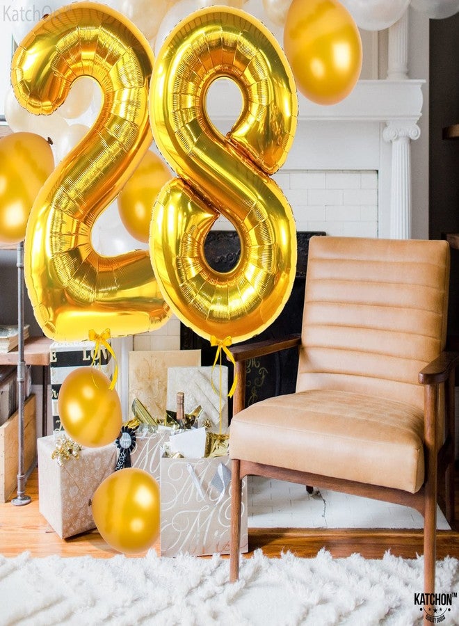 KatchOn, Gold 28 Balloon Number - 40 Inch | Gold 28 Birthday Balloons, 28th Birthday Decor for Men, Women | 28 Number Balloons | 28th Birthday Balloons for 28 Birthday Decor - Image 3