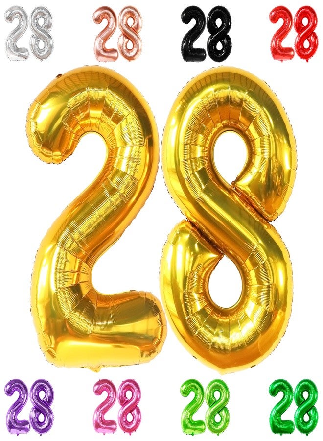 KatchOn, Gold 28 Balloon Number - 40 Inch | Gold 28 Birthday Balloons, 28th Birthday Decor for Men, Women | 28 Number Balloons | 28th Birthday Balloons for 28 Birthday Decor - Image 1